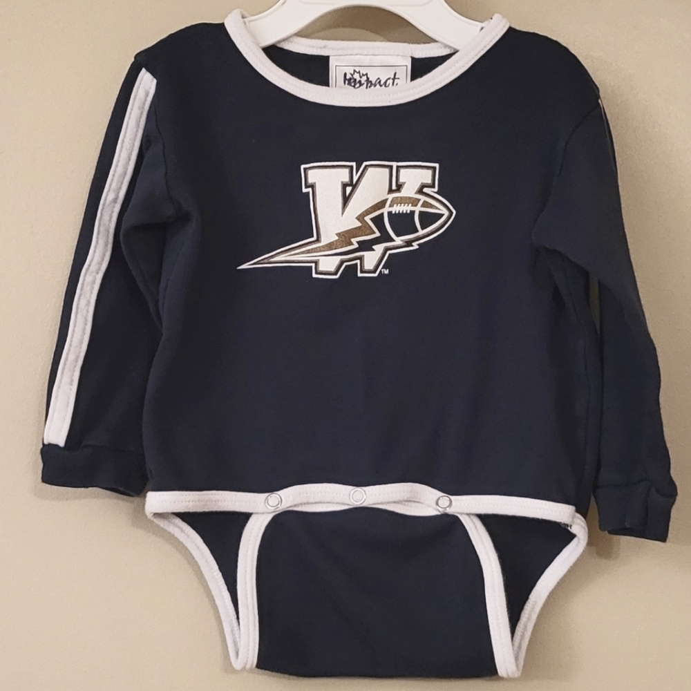 Winnipeg Blue Bombers navy long sleeved onesie/bodysuit